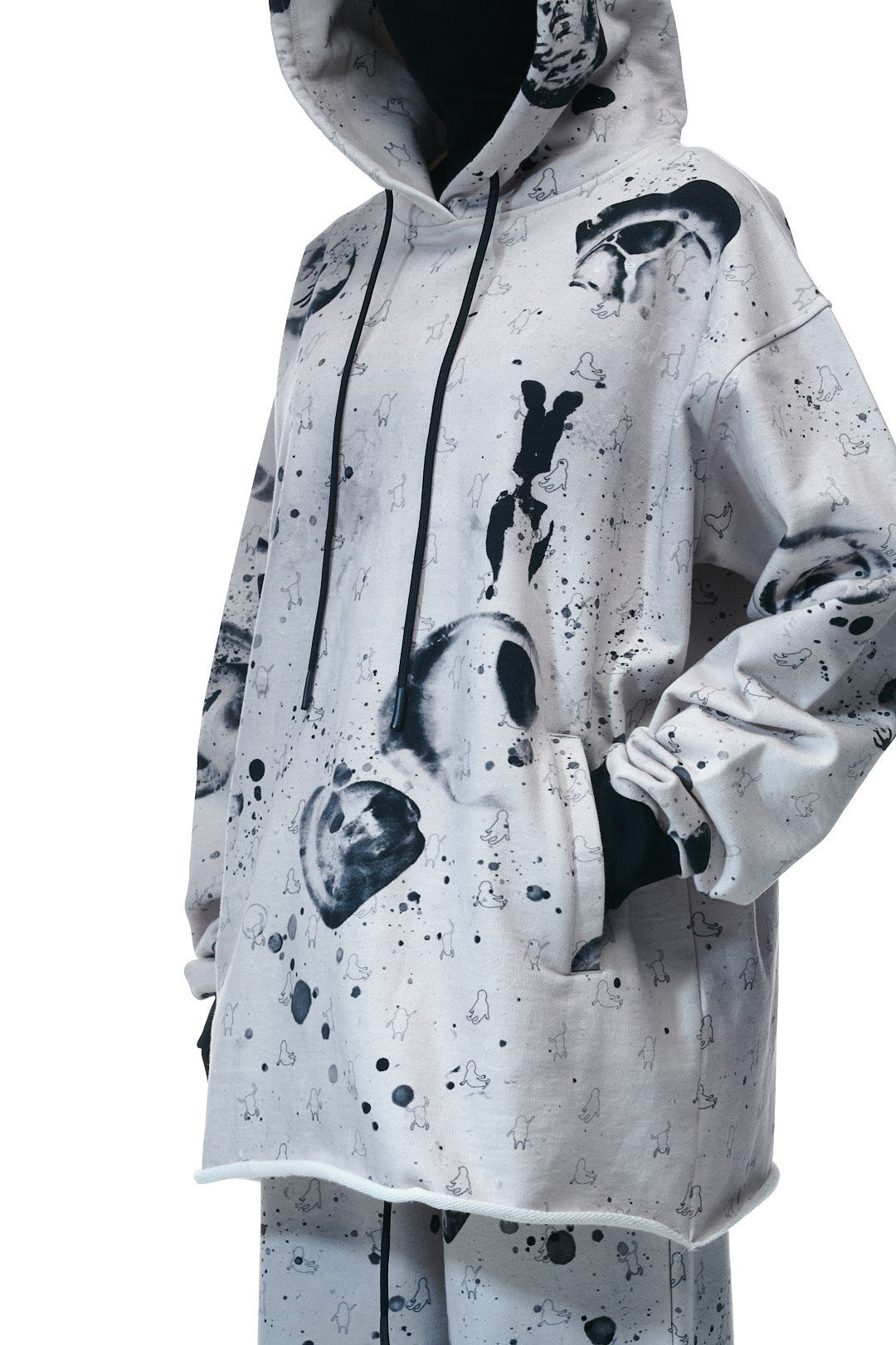 Hoodie "Black and White Melange"