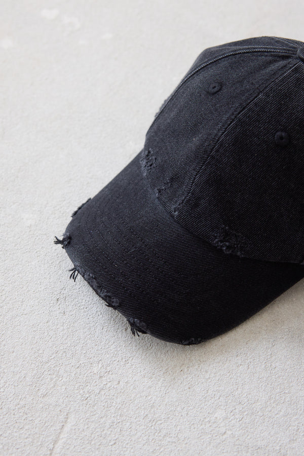 Baseball Cap in Washed Black