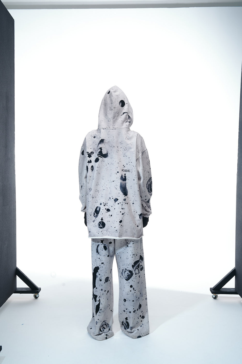 Hoodie Black White Melange - Verlin