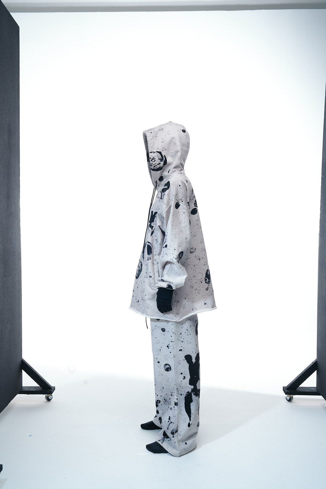 Hoodie "Black and White Melange"