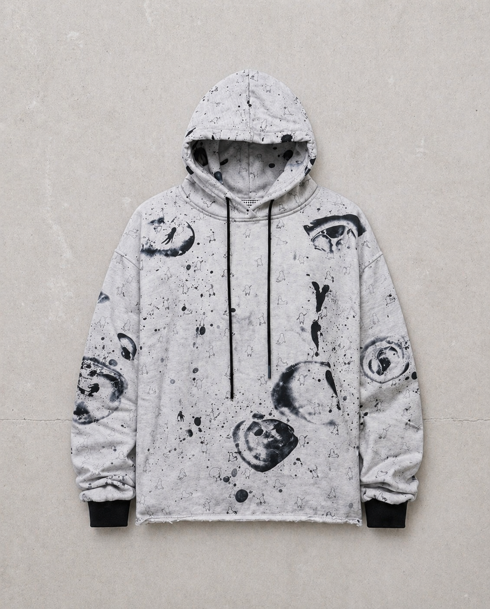 Hoodie Black White Melange - Verlin